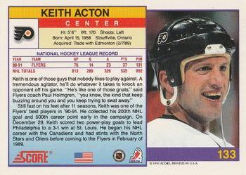 1991-92 Score American #133 Keith Acton Back