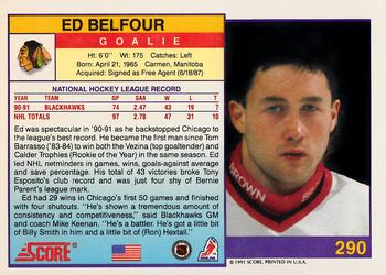 1991-92 Score American #290 Ed Belfour Back