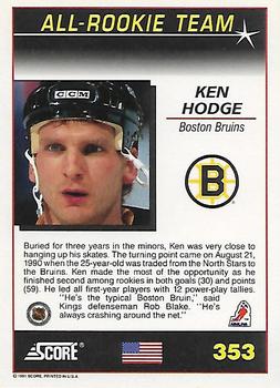 1991-92 Score American #353 Ken Hodge Back