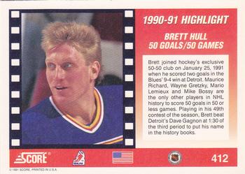 1991-92 Score American #412 Brett Hull Back