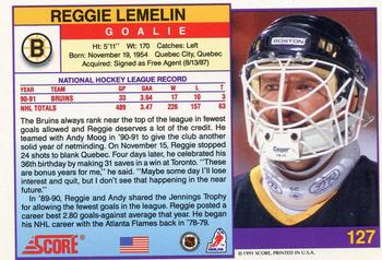 1991-92 Score American #127 Reggie Lemelin Back