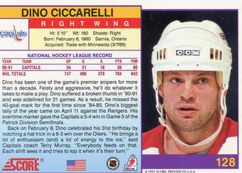 1991-92 Score American #128 Dino Ciccarelli Back