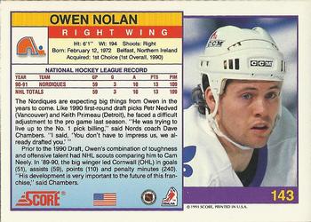1991-92 Score American #143 Owen Nolan Back