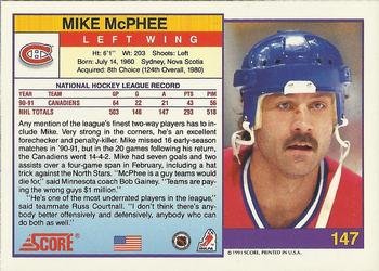 1991-92 Score American #147 Mike McPhee Back