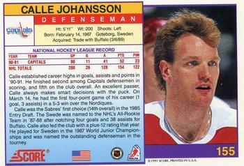 1991-92 Score American #155 Calle Johansson Back
