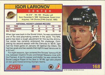1991-92 Score American #168 Igor Larionov Back