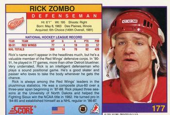 1991-92 Score American #177 Rick Zombo Back