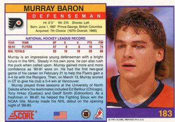 1991-92 Score American #183 Murray Baron Back