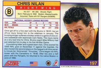 1991-92 Score American #197 Chris Nilan Back