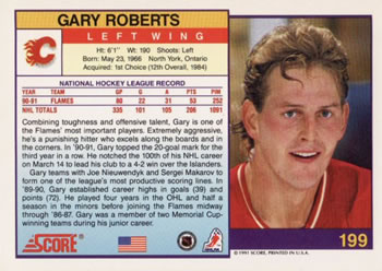 1991-92 Score American #199 Gary Roberts Back