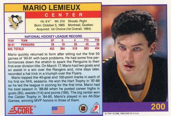 1991-92 Score American #200 Mario Lemieux Back