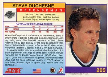 1991-92 Score American #205 Steve Duchesne Back