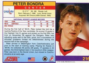 1991-92 Score American #216 Peter Bondra Back