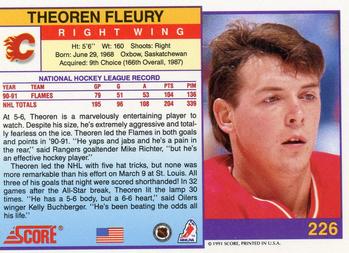1991-92 Score American #226 Theoren Fleury Back