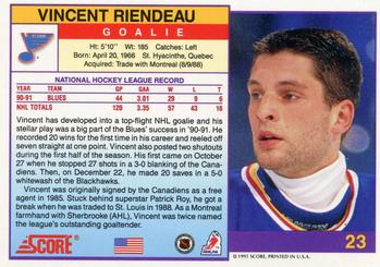 1991-92 Score American #23 Vincent Riendeau Back