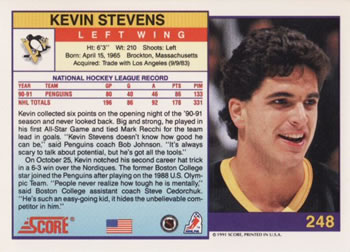 1991-92 Score American #248 Kevin Stevens Back