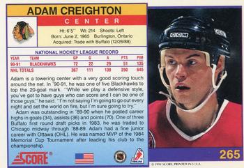1991-92 Score American #265 Adam Creighton Back