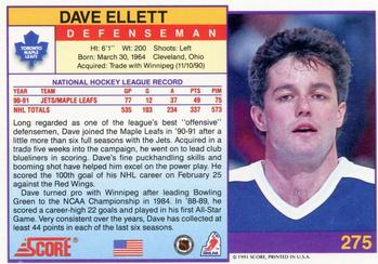 1991-92 Score American #275 Dave Ellett Back
