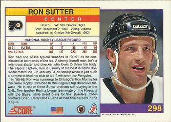1991-92 Score American #298 Ron Sutter Back