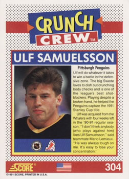1991-92 Score American #304 Ulf Samuelsson Back
