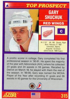 1991-92 Score American #315 Gary Shuchuk Back