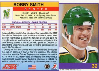 1991-92 Score American #32 Bobby Smith Back