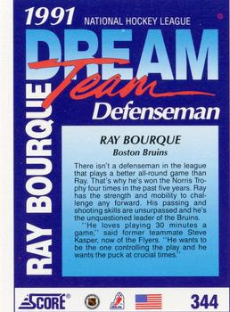 1991-92 Score American #344 Ray Bourque Back
