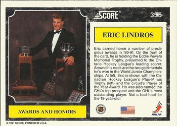 1991-92 Score American #355 Eric Lindros Back