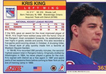 1991-92 Score American #363 Kris King Back