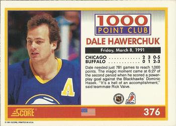 1991-92 Score American #376 Dale Hawerchuk Back