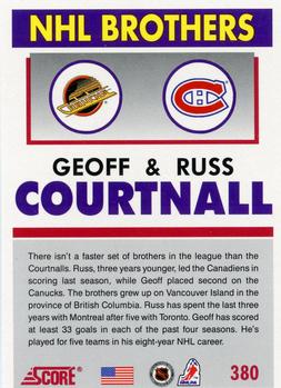 1991-92 Score American #380 Geoff Courtnall / Russ Courtnall Back