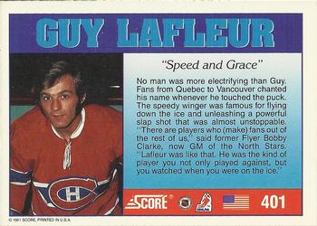 1991-92 Score American #401 Guy Lafleur Back