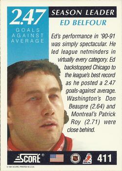 1991-92 Score American #411 Ed Belfour Back