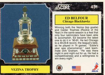 1991-92 Score American #431 Ed Belfour Back