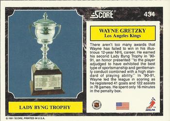 1991-92 Score American #434 Wayne Gretzky Back