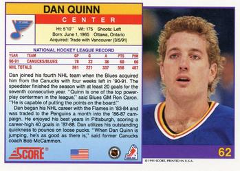 1991-92 Score American #62 Dan Quinn Back