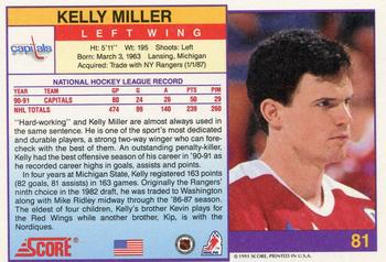 1991-92 Score American #81 Kelly Miller Back