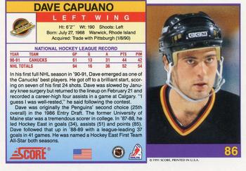 1991-92 Score American #86 Dave Capuano Back
