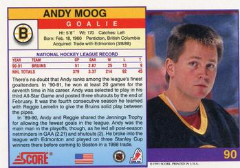 1991-92 Score American #90 Andy Moog Back