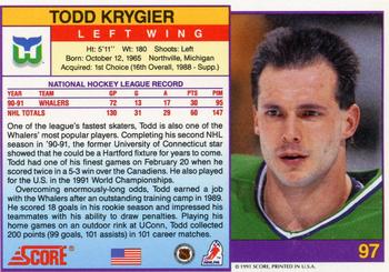 1991-92 Score American #97 Todd Krygier Back