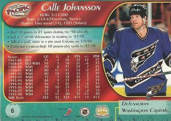 1998-99 Pacific - Ice Blue #6 Calle Johansson Back