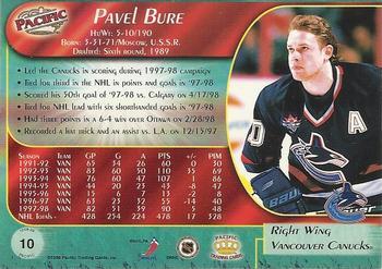 1998-99 Pacific - Ice Blue #10 Pavel Bure Back