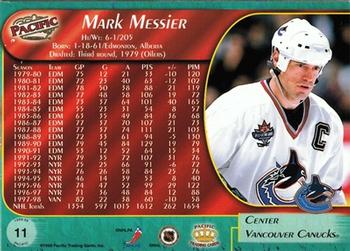1998-99 Pacific - Ice Blue #11 Mark Messier Back
