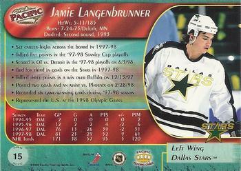 1998-99 Pacific - Ice Blue #15 Jamie Langenbrunner Back
