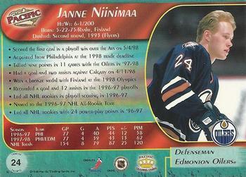 1998-99 Pacific - Ice Blue #24 Janne Niinimaa Back