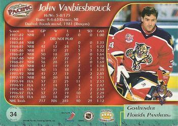 1998-99 Pacific - Ice Blue #34 John Vanbiesbrouck Back