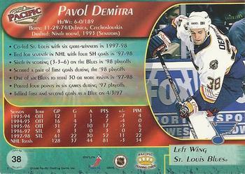 1998-99 Pacific - Ice Blue #38 Pavol Demitra Back