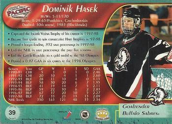 1998-99 Pacific - Ice Blue #39 Dominik Hasek Back