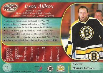 1998-99 Pacific - Ice Blue #41 Jason Allison Back