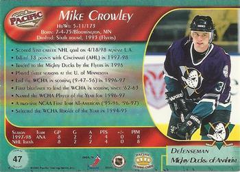 1998-99 Pacific - Ice Blue #47 Mike Crowley Back
